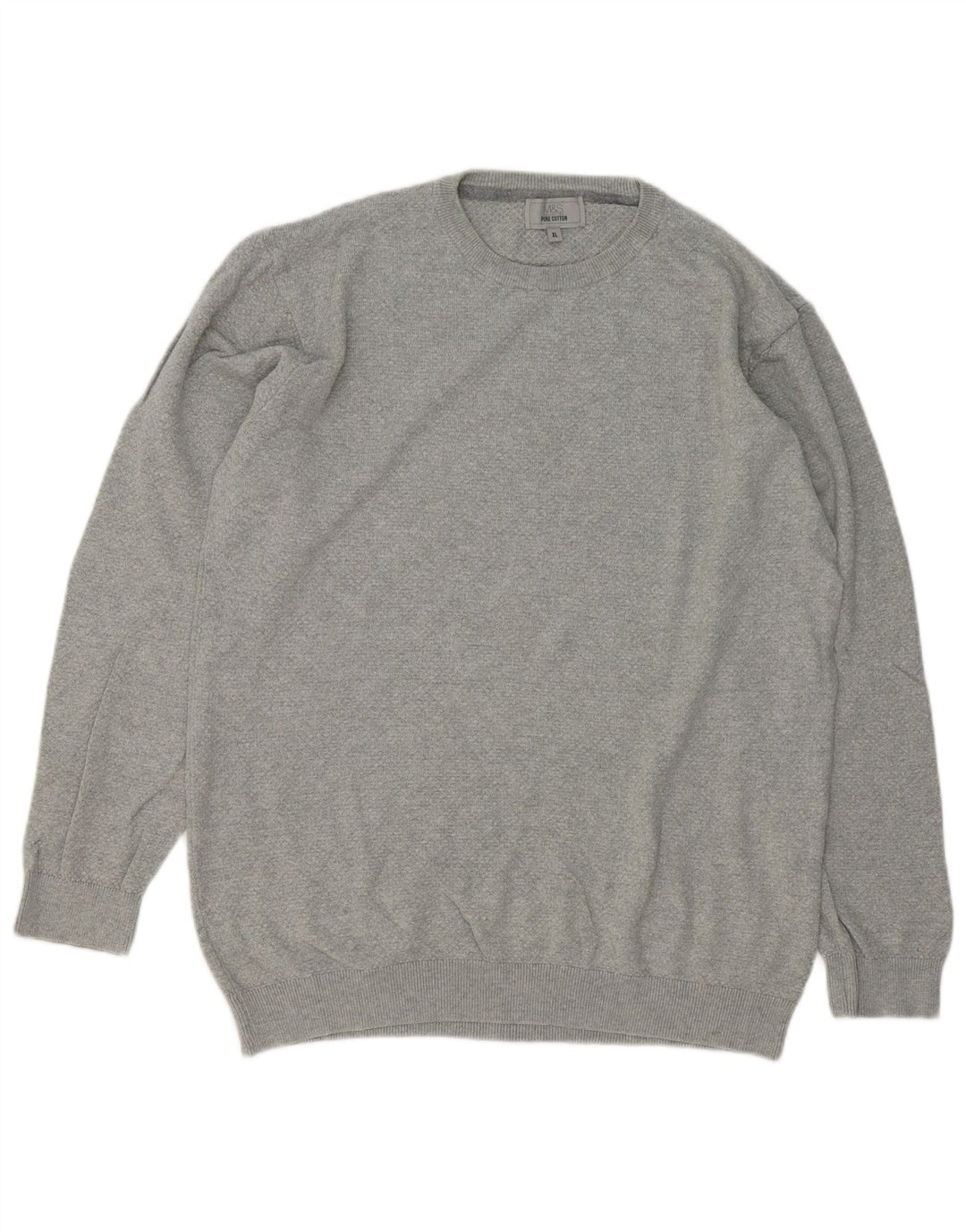 Marks & Spencer Herren-Pullover mit Rundhalsausschnitt, XL, graue Baumwolle