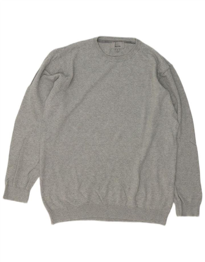 Marks & Spencer Herren-Pullover mit Rundhalsausschnitt, XL, graue Baumwolle