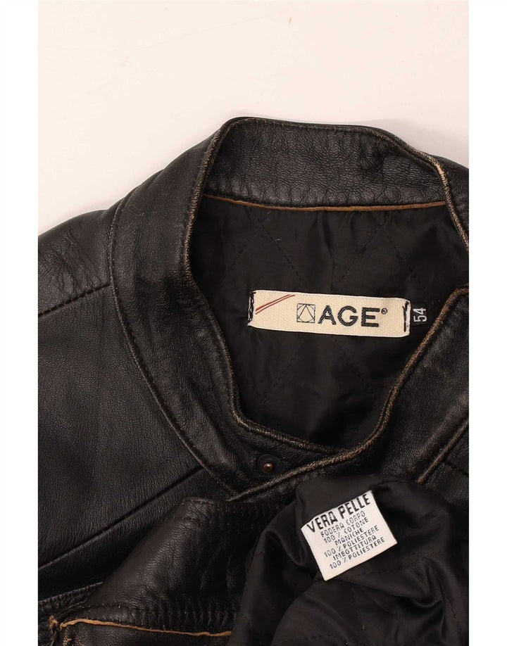Vintage Herren Biker Lederjacke IT 54 2XL Schwarzes Leder