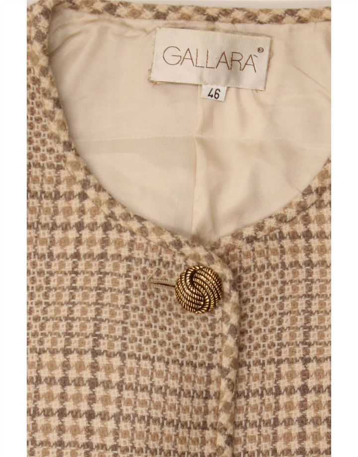 GALLARA Damen-Blazerjacke mit 4 Knöpfen, IT 46, groß, beige Hahnentrittmuster
