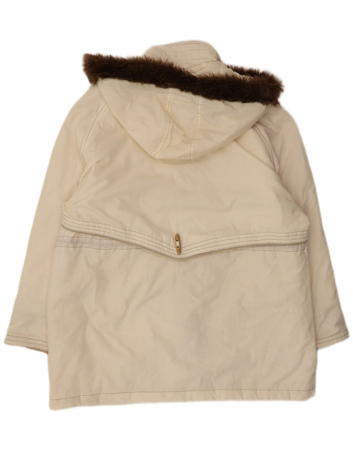 MAJESTIC Damen-Dufflecoat mit Kapuze, UK 20 2XL, gebrochenes Weiß mit Blumenmuster