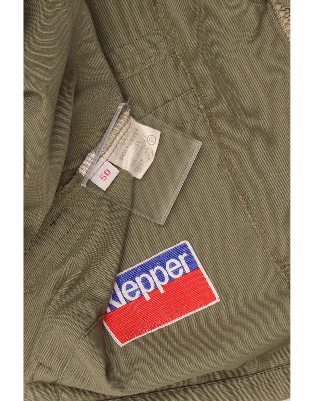 KLEPPER Mens Utility Jacket IT 50 Large Khaki Striped Polyester Vintage Klepper and Second-Hand Klepper from Messina Hembry 