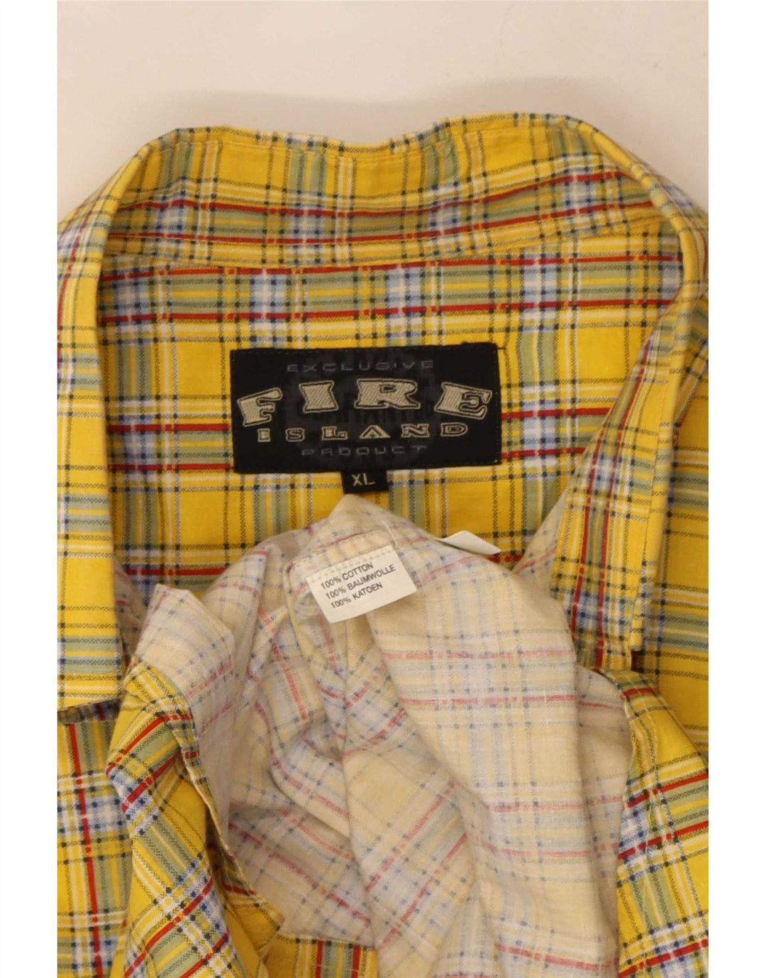 Vintage Herrenhemd XL Gelb kariert Baumwolle