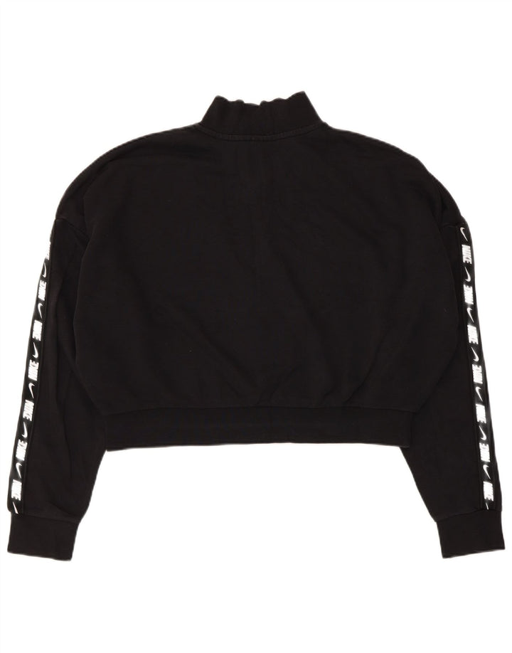 Nike Damen Crop Oversized Sweatshirt mit Reißverschluss am Hals, UK 16, Größe L, Schwarz