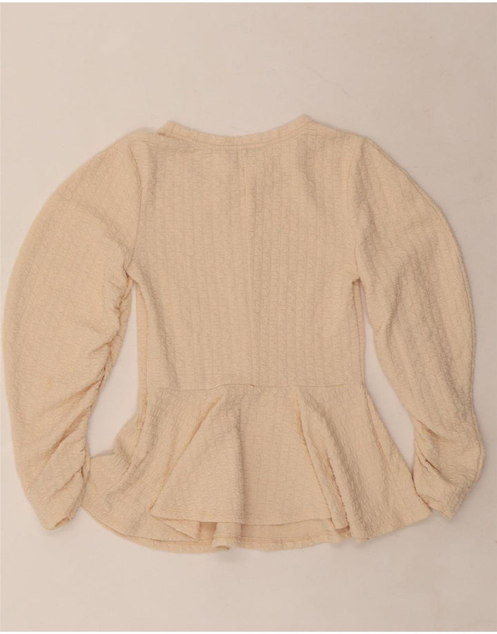 ZARA Womens Long Sleeve Blouse Top UK 8 Small Beige Polyester
