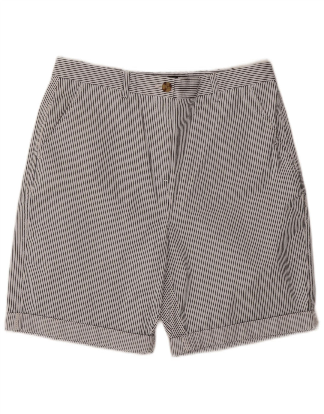 MARKS & SPENCER Damen Chinoshorts UK 12 Medium W30 Weißer Nadelstreifen