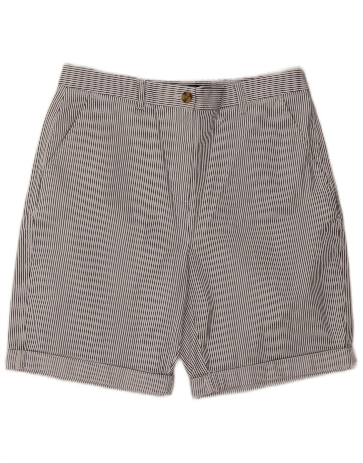 MARKS & SPENCER Damen Chinoshorts UK 12 Medium W30 Weißer Nadelstreifen