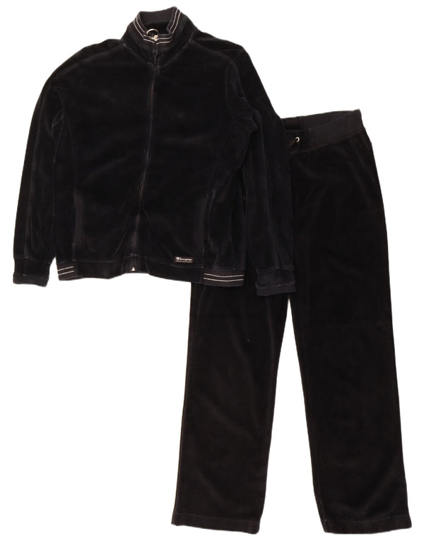 Champion Womens Velvet Full Trainingsanzug UK 16 Large Schwarz Baumwolle