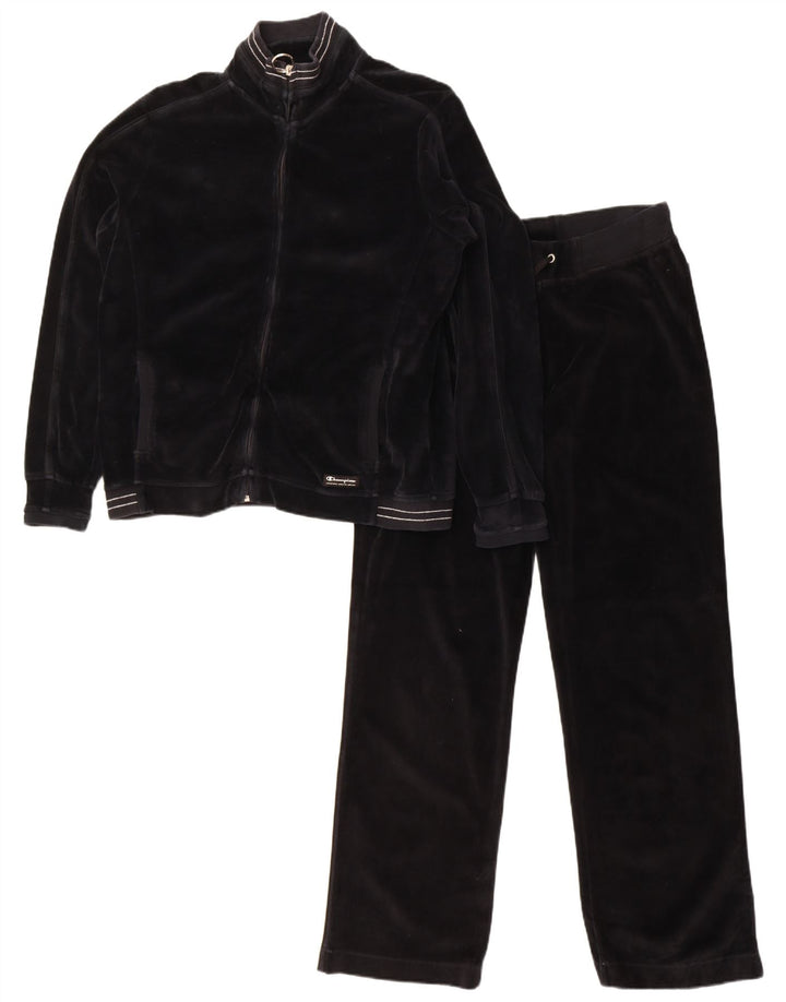 Champion Womens Velvet Full Trainingsanzug UK 16 Large Schwarz Baumwolle