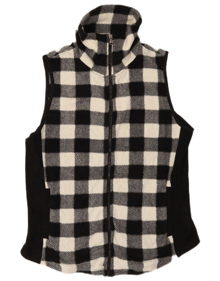 Chaps Damen Fleeceweste UK 16 Large Black Gingham Polyester