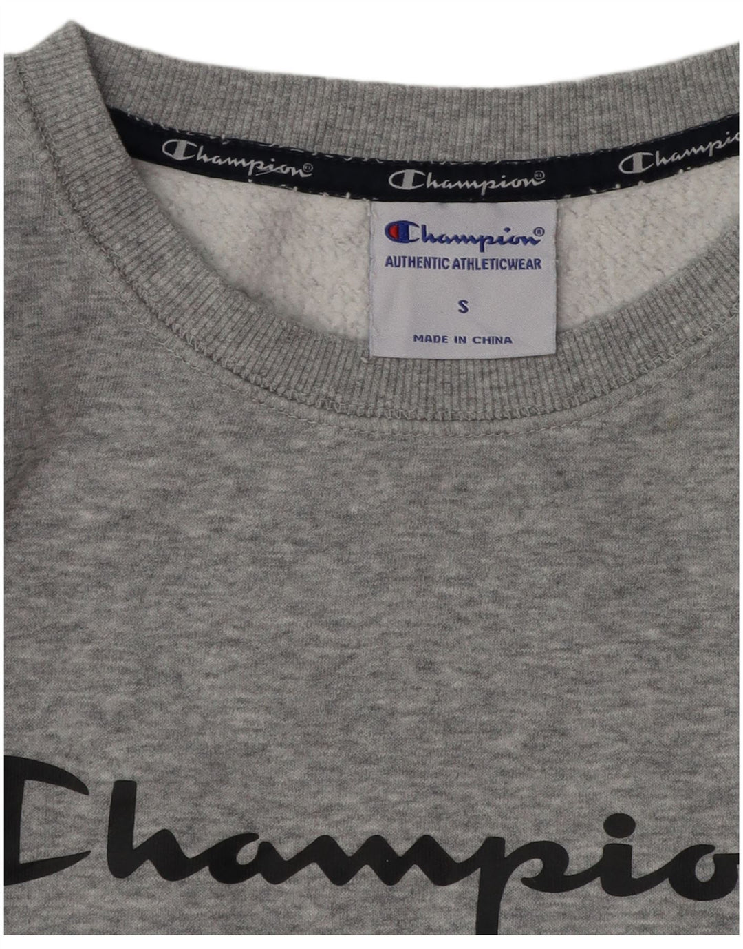 Champion Womens Graphic Sweatshirt Pullover UK 10 Small Grau meliert