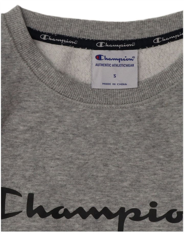 Champion Womens Graphic Sweatshirt Pullover UK 10 Small Grau meliert