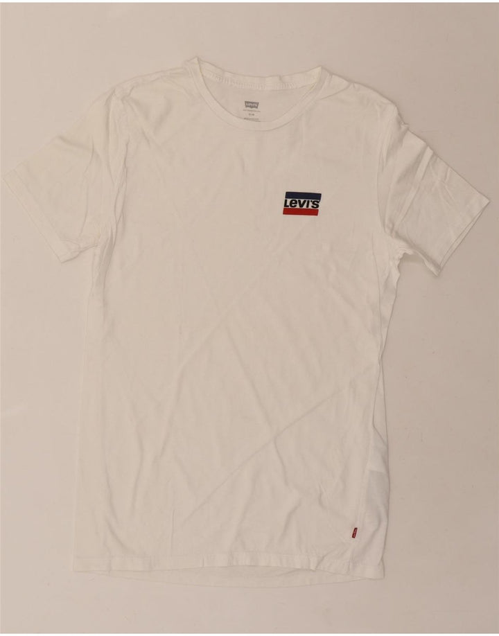LEVI'S Mens Slim Graphic T-Shirt Top Small White Cotton Vintage Levi's and Second-Hand Levi's from Messina Hembry 