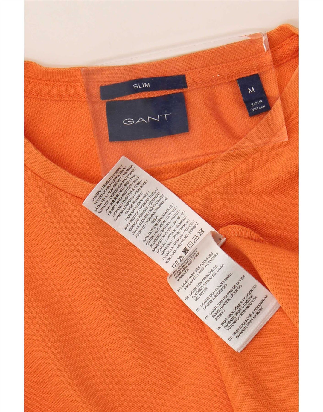 Gant Slim Fit T-Shirt-Oberteil für Herren aus mitteloranger Baumwolle