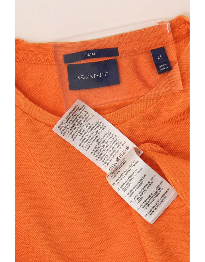 Gant Slim Fit T-Shirt-Oberteil für Herren aus mitteloranger Baumwolle