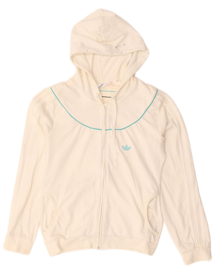 Adidas Damen Zip Hoodie Pullover IT 44 Mittelweiße Baumwolle