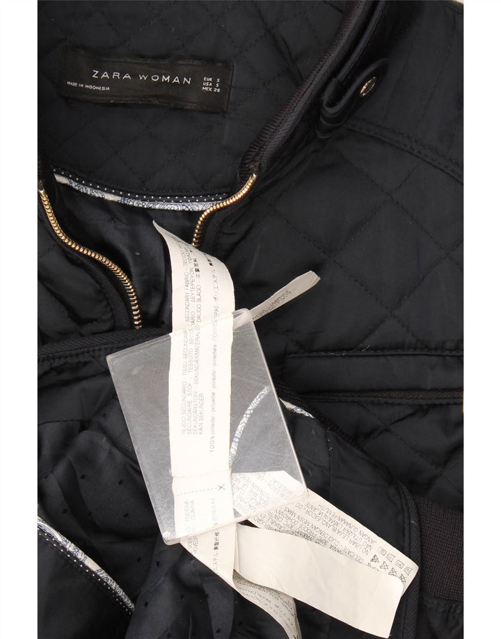 Zara Damen Steppjacke UK 10 Small Marineblaues Colourblock-Polyester