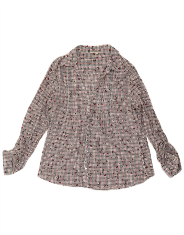 White Stuff Damen-Hemdbluse, UK 44, Mittelgrau, geblümt, Baumwolle