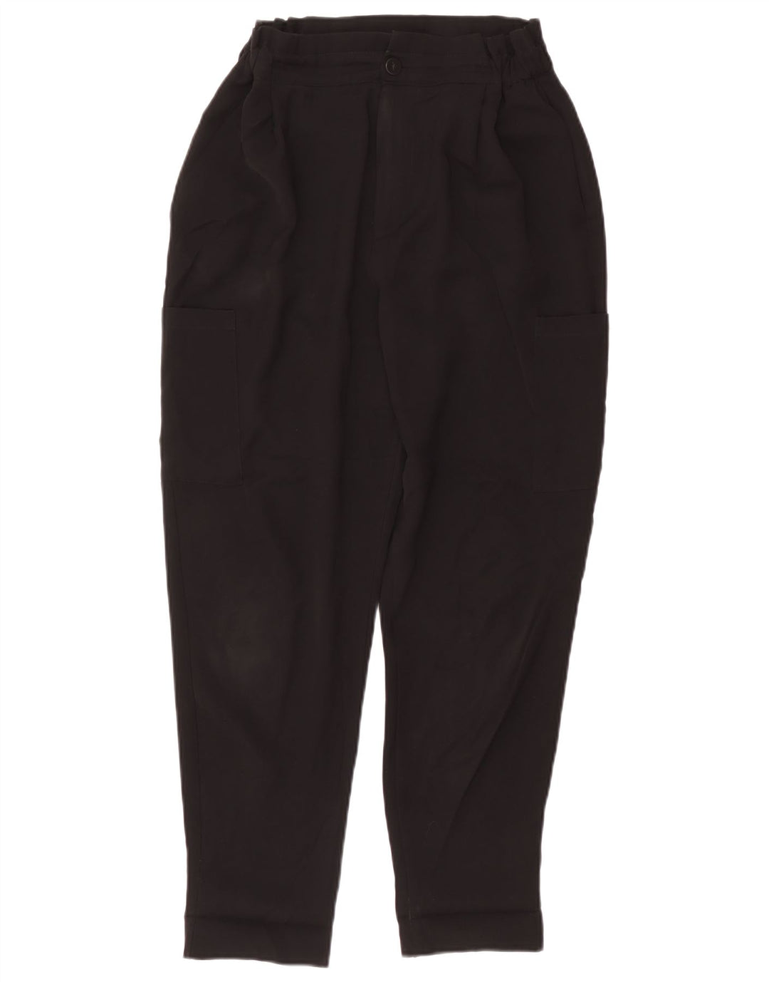 Zara Damen-Cargohose mit hoher Taille, konisch zulaufend, EU 40, M, B30, L28, Schwarz