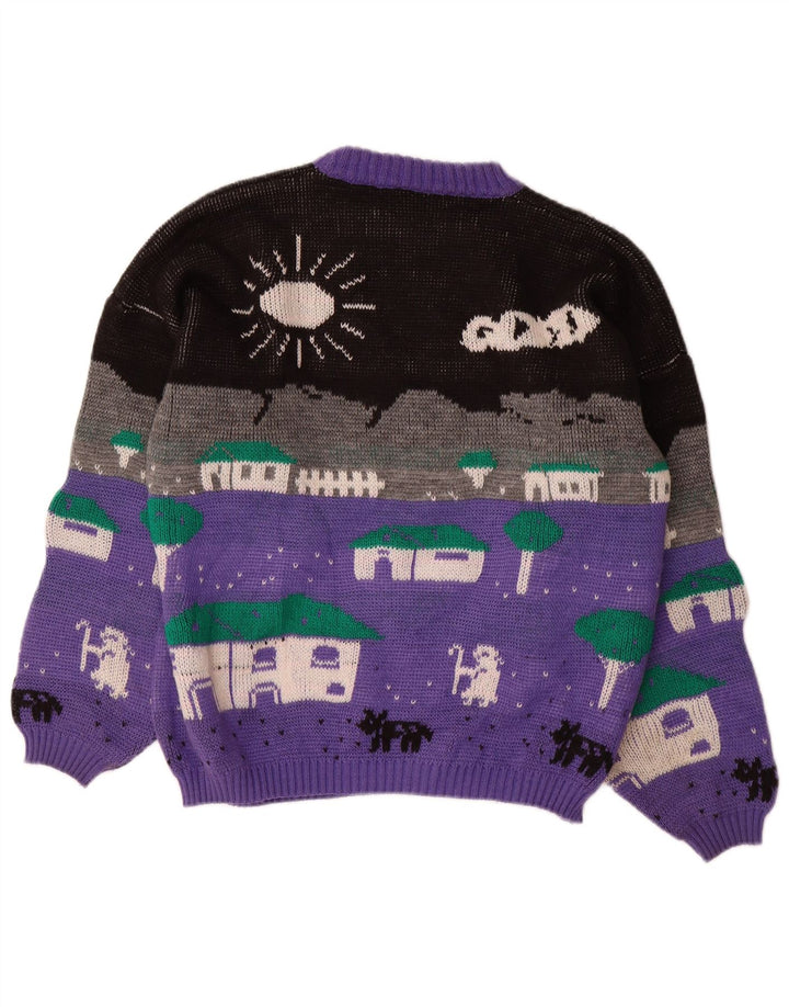 ALTA MODA Damen-Pullover mit Rundhalsausschnitt, UK 16, Größe L, Lila, Farbblock