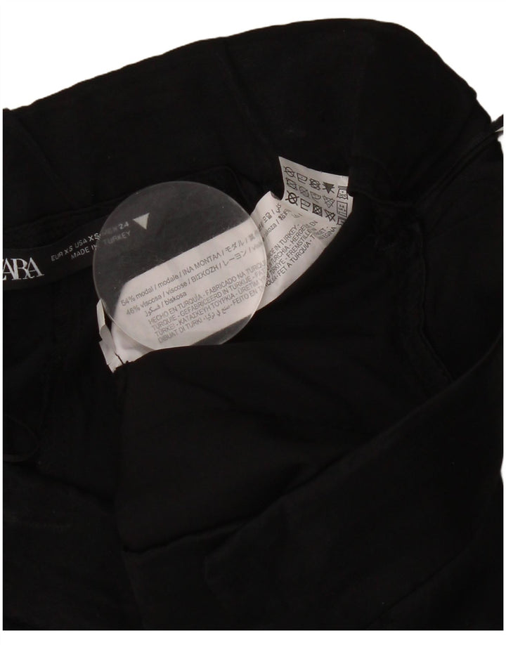 ZARA Damen Pegged Chino Shorts XS W24 Schwarz Modal