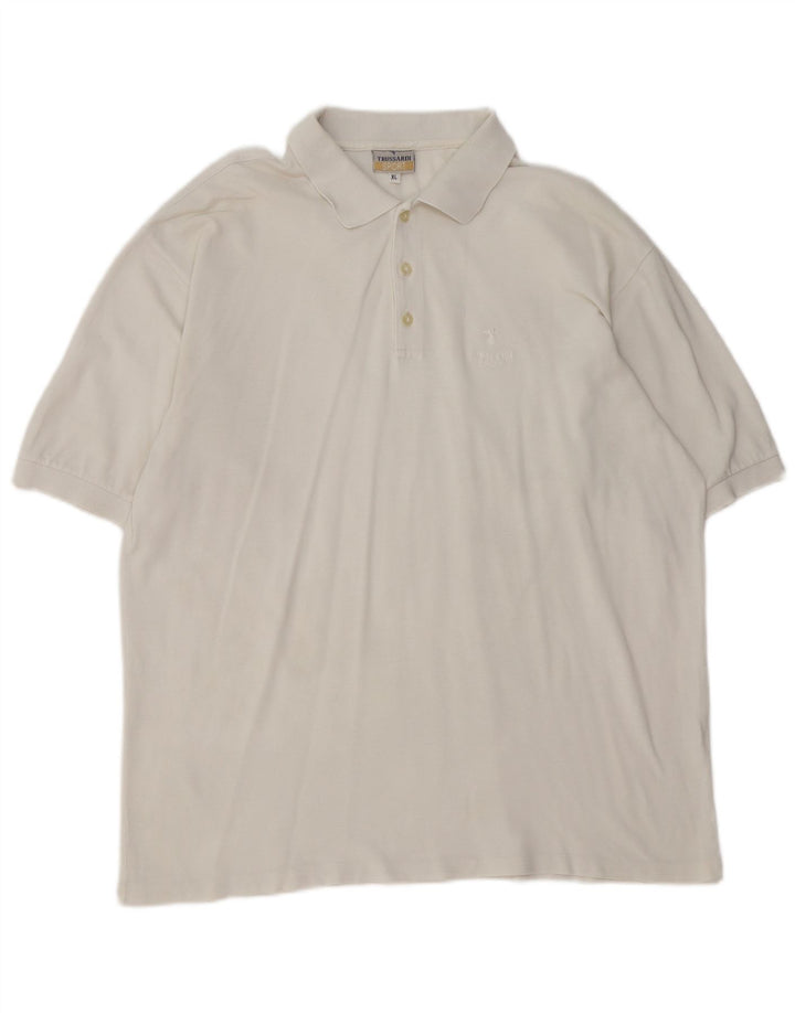 TRUSSARDI Herren Poloshirt XL Weiße Baumwolle