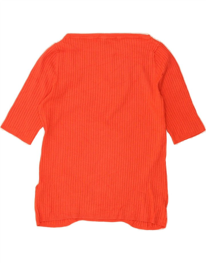 MARKS & SPENCER Womens Boat Neck Jumper Sweater UK 14 Medium Orange Vintage Marks & Spencer and Second-Hand Marks & Spencer from Messina Hembry 