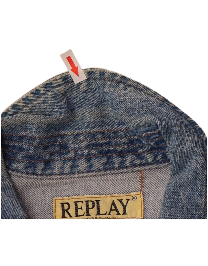 Replay Herren Jeansjacke UK 40 Large Blau Baumwolle