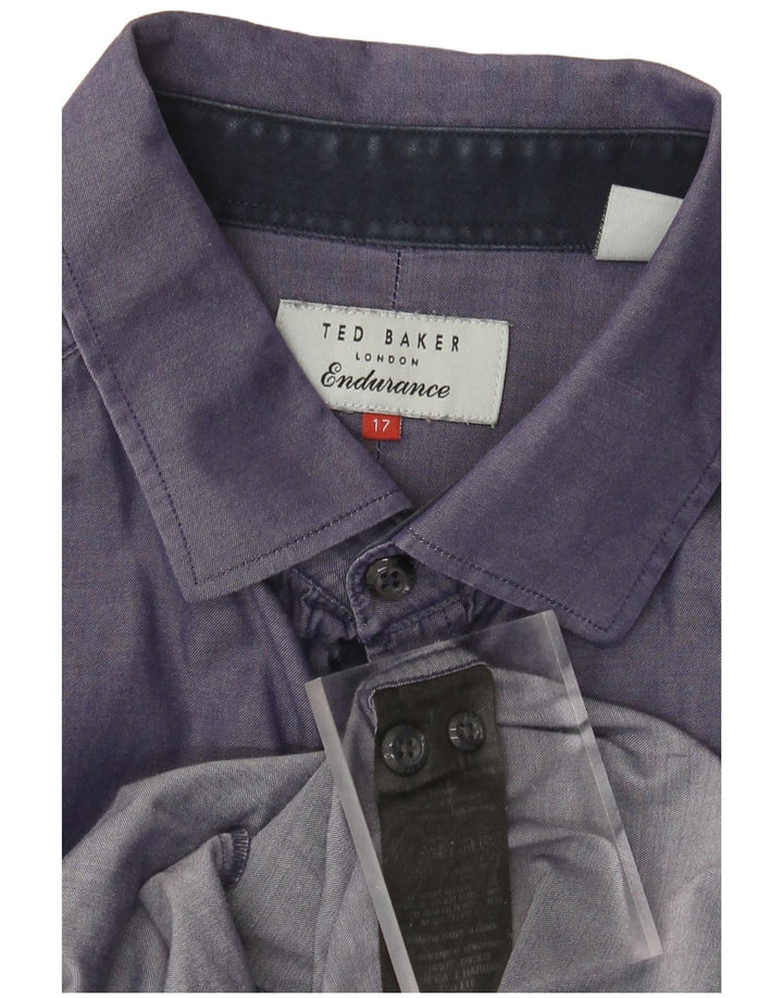 TED BAKER Herrenhemd Größe 17 XL Lila Baumwolle