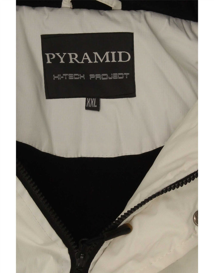 Pyramid Herren-Skijacke mit Kapuze, UK 44, 2XL, Weiß, Farbblock