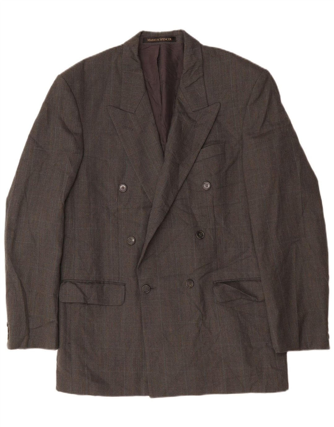 Marks & Spencer Herren Zweireihiger Blazer Jacke UK 40 Mittelgrau