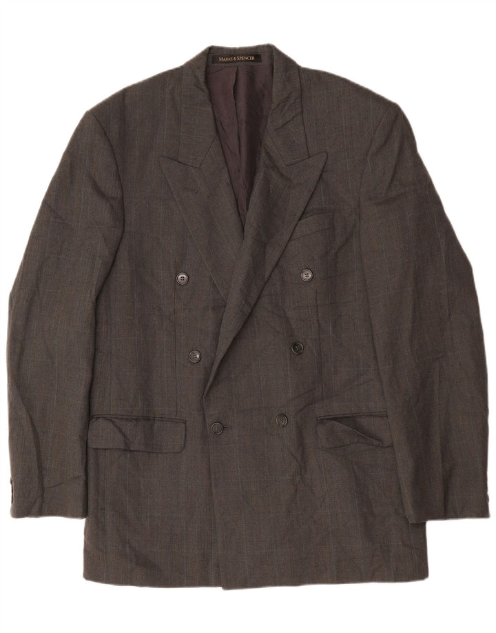 Marks & Spencer Herren Zweireihiger Blazer Jacke UK 40 Mittelgrau