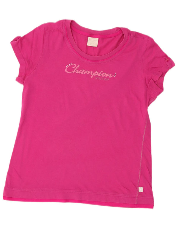 Champion Damen Easy Fit Graphic T-Shirt Top UK 16 Large Pink