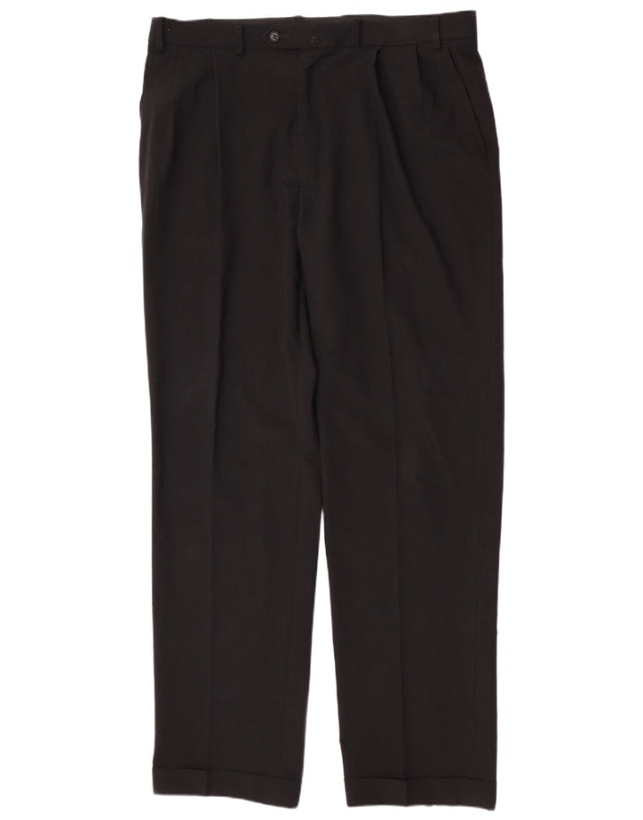 Marks & Spencer Herren-Anzughose, normal, W38, L33, Schwarz, Polyester