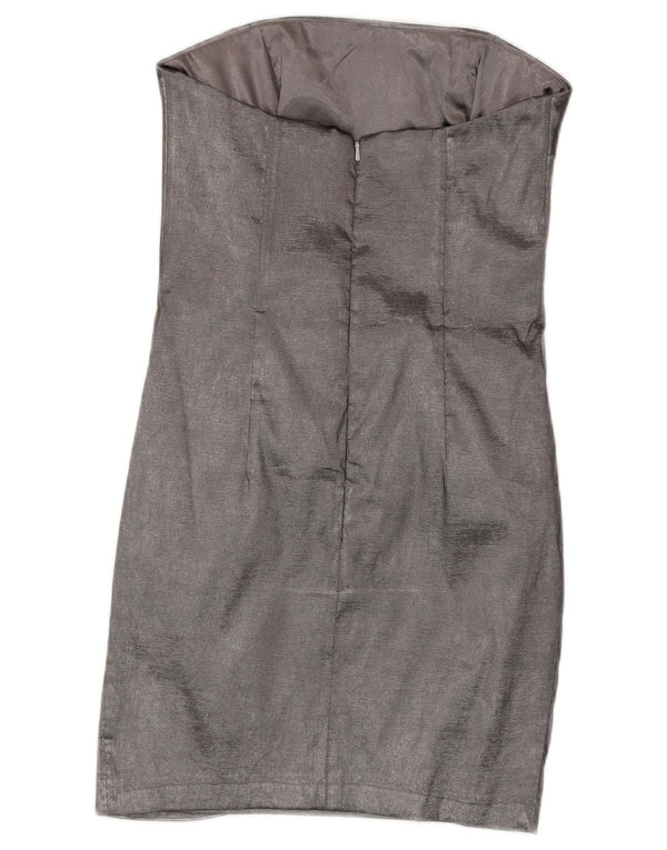 Jessica McClintock Trägerloses Damenkleid US 8 Medium Silber Polyester