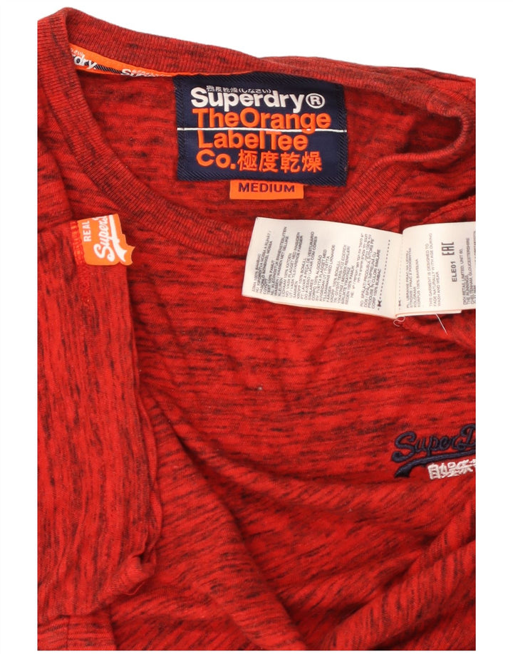 SUPERDRY Herren-T-Shirt-Oberteil aus mittelrot gesprenkelter Baumwolle
