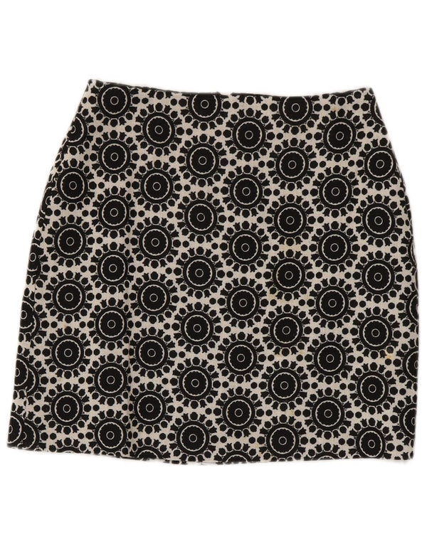 Marks & Spencer Damen Bleistiftrock UK 8 Small W28 Schwarze geometrische Baumwolle