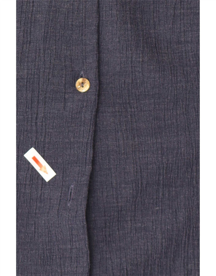 Benetton Damen Longline-Hemd UK 16 Large Marineblau Polyester
