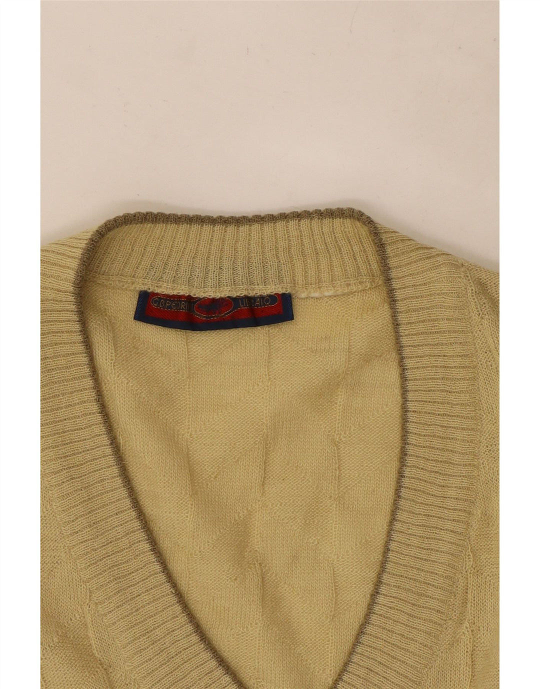 Vintage Herren Weste Tank Top Small Beige