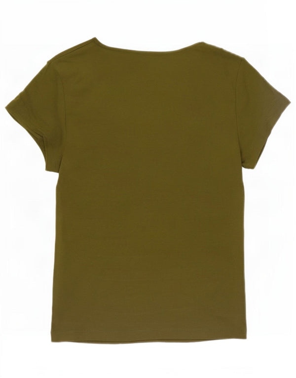 Marks & Spencer Damen T-Shirt Top UK 10 Small Khaki Baumwolle