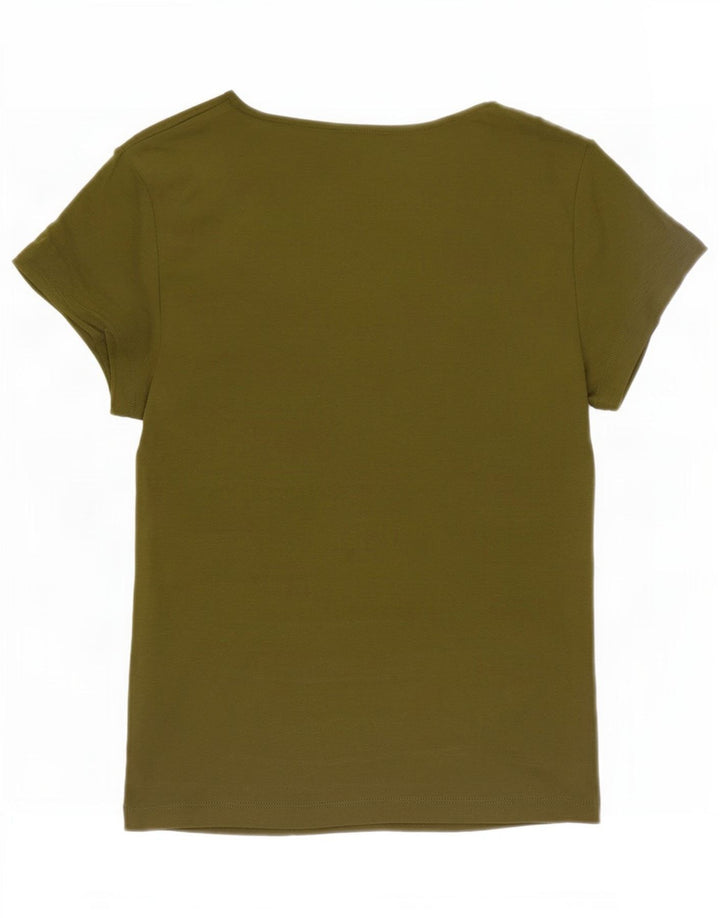Marks & Spencer Damen T-Shirt Top UK 10 Small Khaki Baumwolle