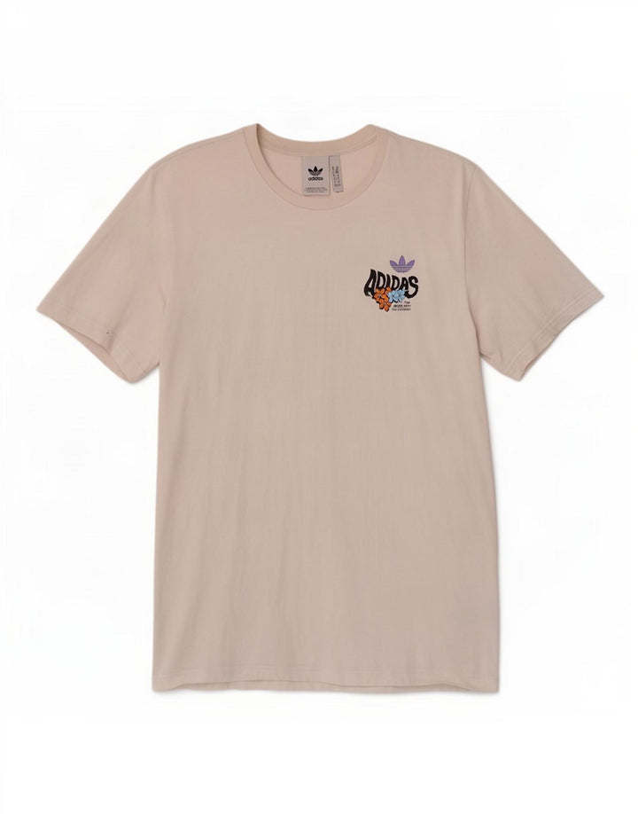 Adidas Herren Grafik-T-Shirt-Oberteil aus mittelweißer Baumwolle
