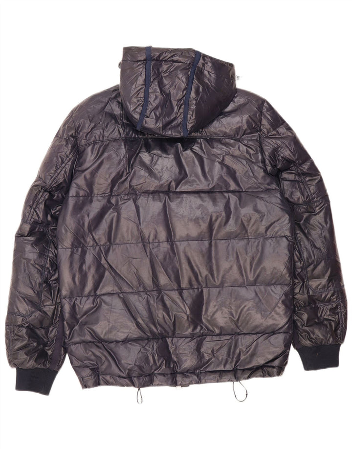 Belfe Wattierte Herrenjacke mit Kapuze, UK 38, Mittel, Marineblau, Polyamid