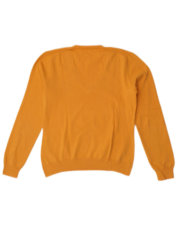 Tommy Hilfiger Damen-Pullover mit V-Ausschnitt, UK 12, mittelgelb, Baumwolle