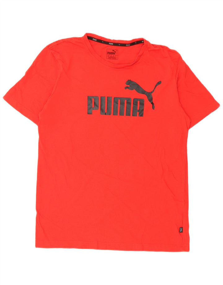 Puma Herren Grafik-T-Shirt-Oberteil aus mittelroter Baumwolle