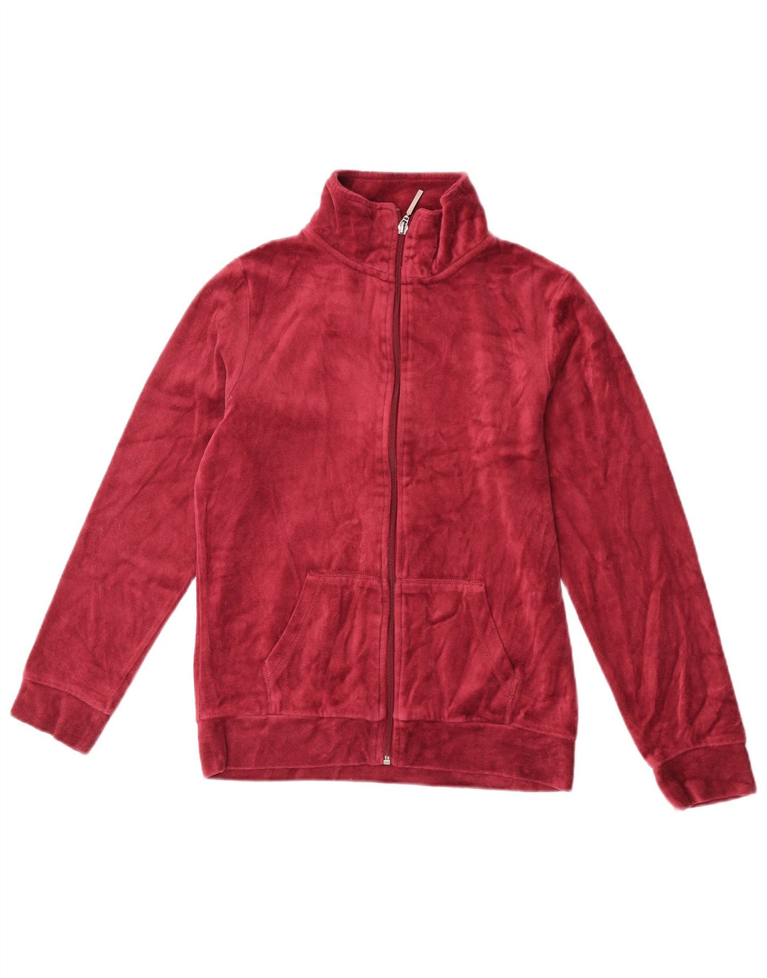 Vintage Damen Velours-Trainingsanzug-Top-Jacke, große kastanienbraune Baumwolle