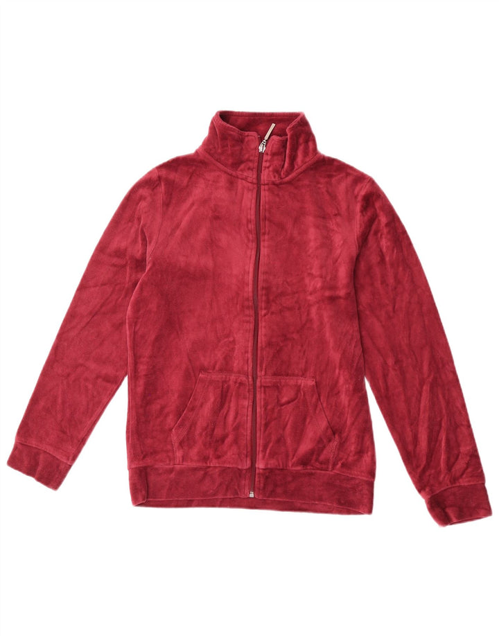 Vintage Damen Velours-Trainingsanzug-Top-Jacke, große kastanienbraune Baumwolle