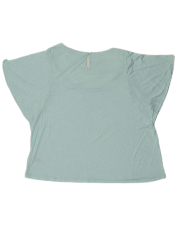 Marks & Spencer Damen Bluse Top UK 20 2XL Blau gefleckte Viskose
