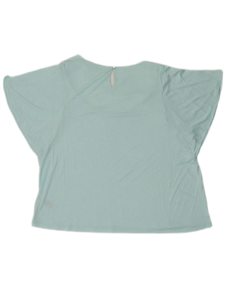 Marks & Spencer Damen Bluse Top UK 20 2XL Blau gefleckte Viskose