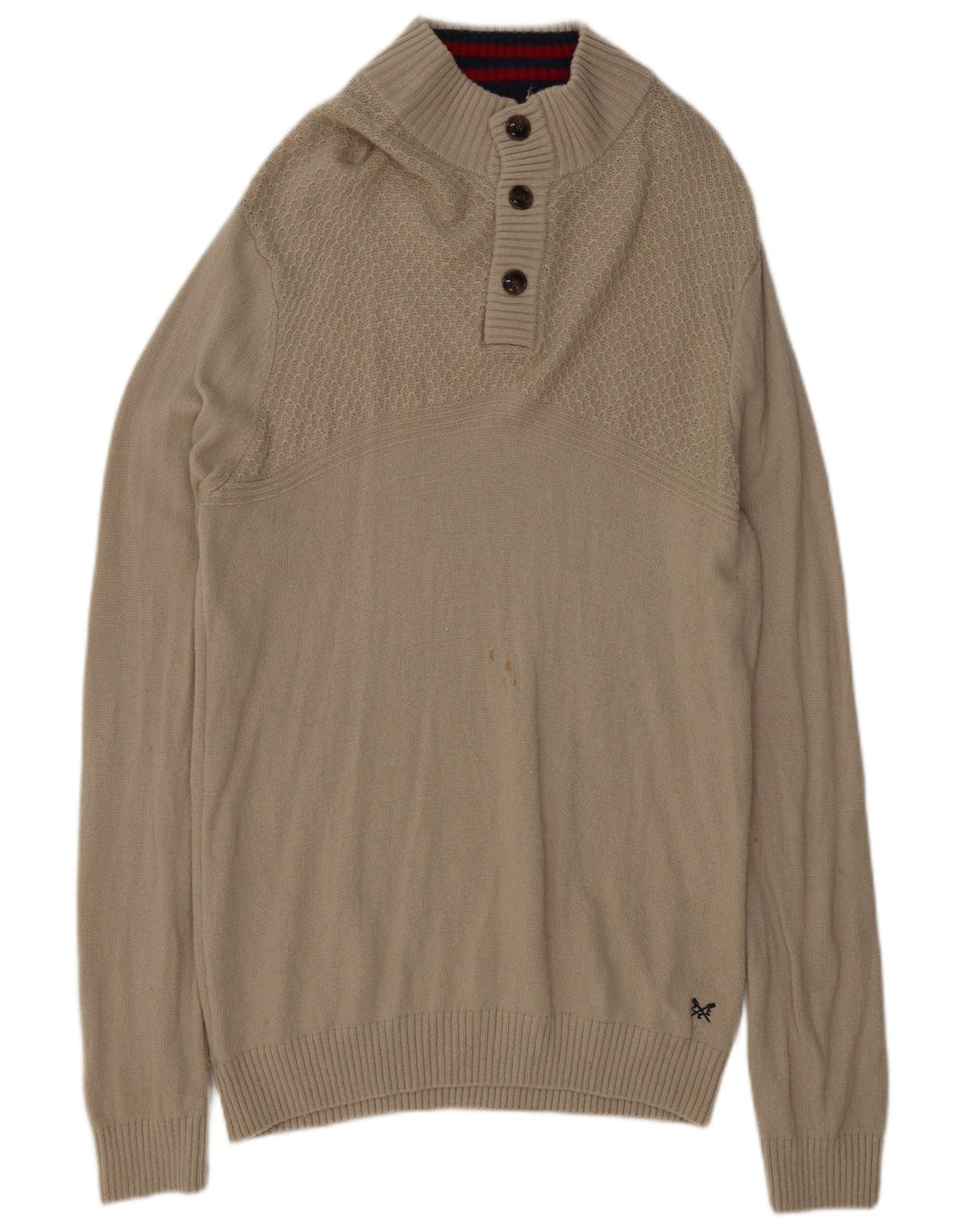 Crew Clothing Herren-Pullover mit Knopfkragen, XL, graue Lammwolle